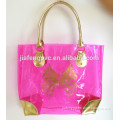 Audit factory transparent PVC beach bag with butterfly printing